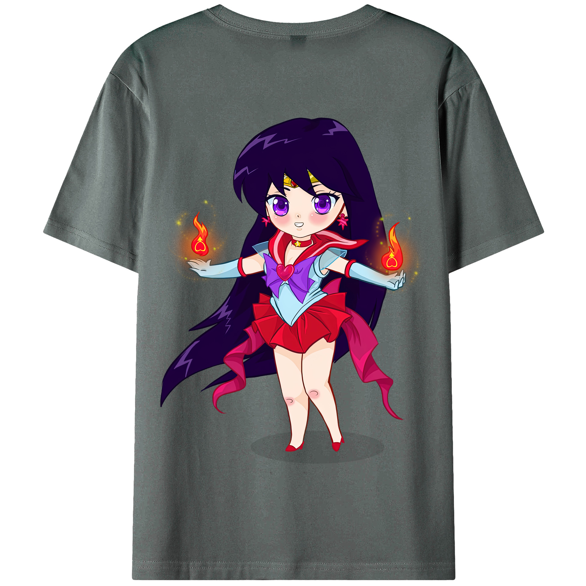 （画像用） 美少女戦士セーラームーン 火野レイ ひの レイ Sailor Moon Hino Rei （セーラーマーズ,Sailor Mars） 綿100％半袖Tシャツ（背面プリント）